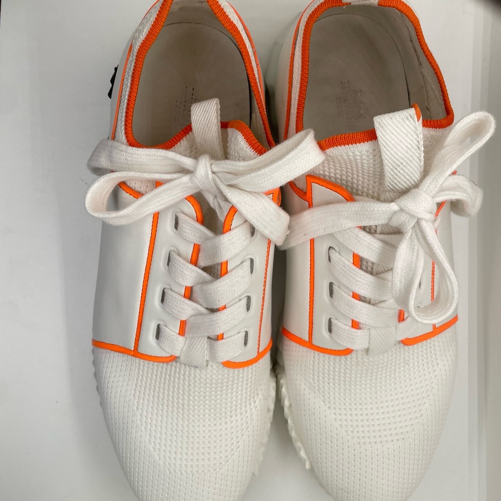Hermes White and Orange Men's Sneakers